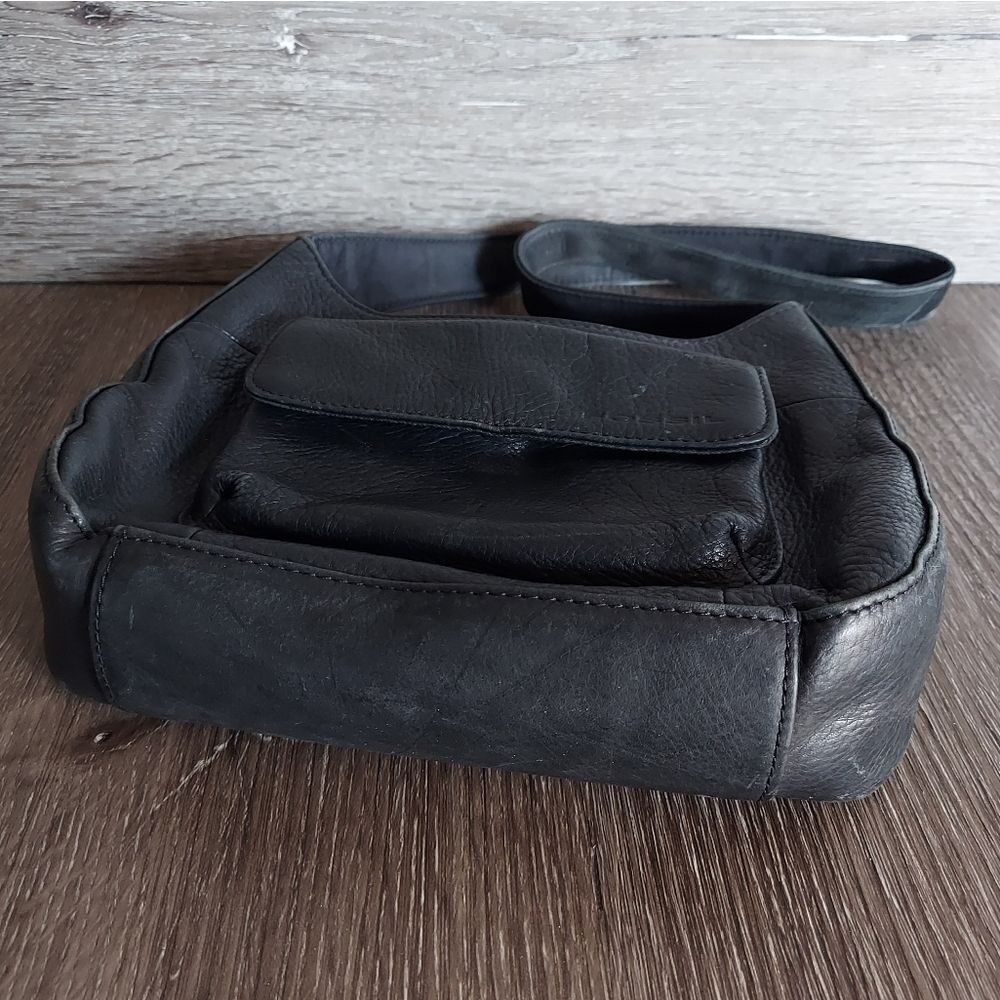 Fossil Vintge Y2K Black Leather Shoulder Bag Flap Pocket - Picture 3 of 11